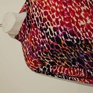 First Glance Purple pink black animal splotches mock turtleneck long sleeve Med